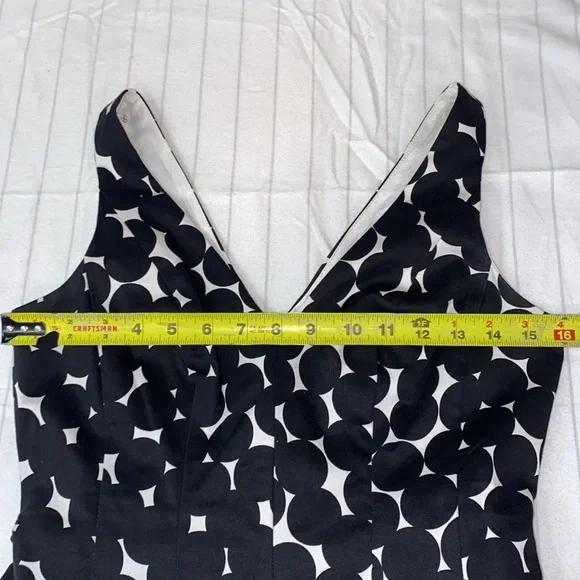 NINE WEST Womens Dress Sz 4Navy and White Polka DOts Career V Neck Fit & Flare - Picture 9 of 11